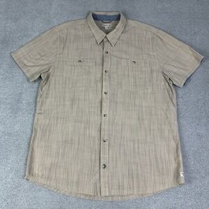 Toad & Co Shirt Mens L Beige Smythy 100% Organic Cotton Button Up Minimal Casual